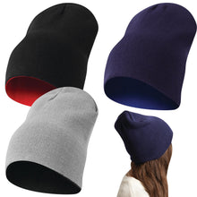 Laden Sie das Bild in den Galerie-Viewer, Mütze Wintermütze Beanie Wendemütze Freizeitmütze Damen Herren Unisex Wende Set
