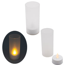 Laden Sie das Bild in den Galerie-Viewer, LED Windlicht Teelicht Kerze Batterie Glas Timer Warmweiß Kerzenhalter Flackernd