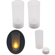 Laden Sie das Bild in den Galerie-Viewer, LED Windlicht Teelicht Kerze Batterie Glas Timer Warmweiß Kerzenhalter Flackernd