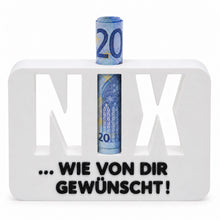 Laden Sie das Bild in den Galerie-Viewer, Geldgeschenk NIX Geschenkidee Nichts Geschenk Geburtstag Geldscheingeschenk