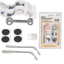 Laden Sie das Bild in den Galerie-Viewer, Fahrrad Reparaturset Reifen Reparatur Flicken Set 10-teilig mit Werkzeug
