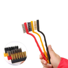 Laden Sie das Bild in den Galerie-Viewer, 3x Drahtbürste Reinigungsbürste Metallbürste Messing Nylon Edelstahl Bürste Set
