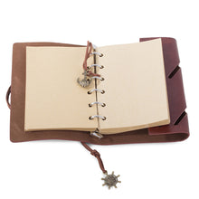 Laden Sie das Bild in den Galerie-Viewer, Notizbuch Tagebuch Vintage Retro Leder Reisetagebuch Kladde Heft Notiz Buch A6
