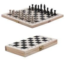 Laden Sie das Bild in den Galerie-Viewer, Schach Schachbrett Holz Schachspiel klappbares Brett Holzbox Reiseschach
