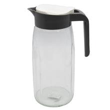 Laden Sie das Bild in den Galerie-Viewer, Glaskaraffe Glas Karaffe Krug 1,45L Wasserkaraffe Deckel Glaskrug Kanne Saftkrug
