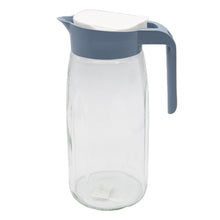 Laden Sie das Bild in den Galerie-Viewer, Glaskaraffe Glas Karaffe Krug 1,45L Wasserkaraffe Deckel Glaskrug Kanne Saftkrug
