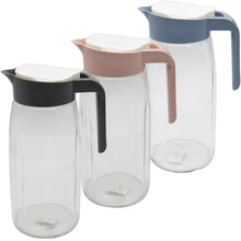Laden Sie das Bild in den Galerie-Viewer, Glaskaraffe Glas Karaffe Krug 1,45L Wasserkaraffe Deckel Glaskrug Kanne Saftkrug
