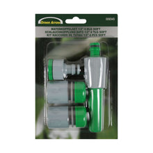 Laden Sie das Bild in den Galerie-Viewer, Gartenschlauch Adapter Aufsatz Set 4 tlg Wasserspritze Schlauchverbindung grün
